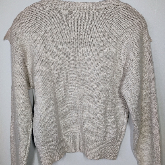 Marfinno Beige Cable Knit Ruffle Lace Sweater Shabby Chic Coquette Size Small - Picture 6 of 11